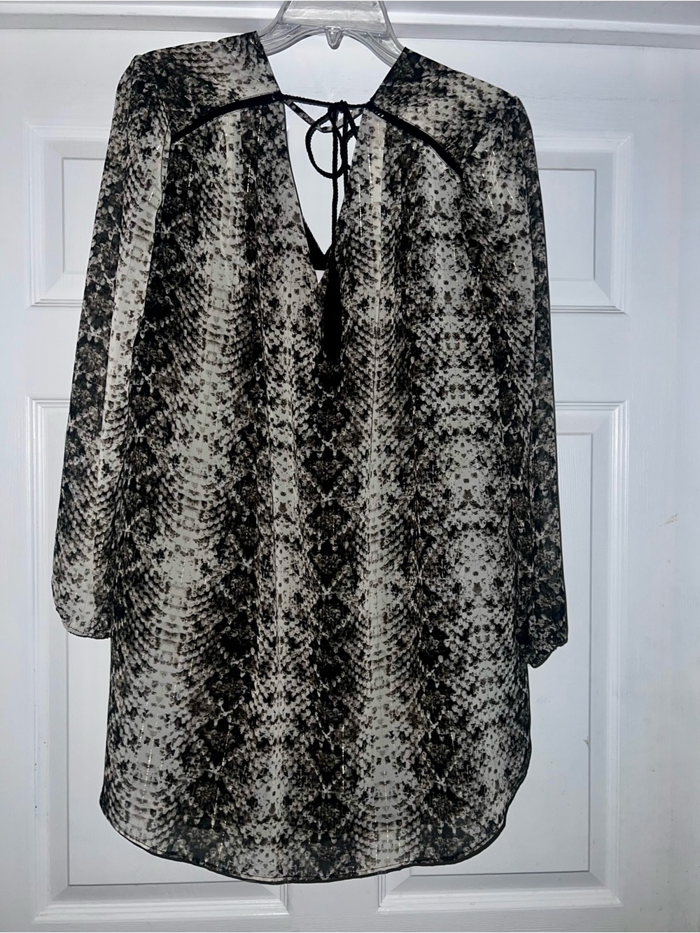 Buddy Love Snake Print Tie-Neck Mini Dress